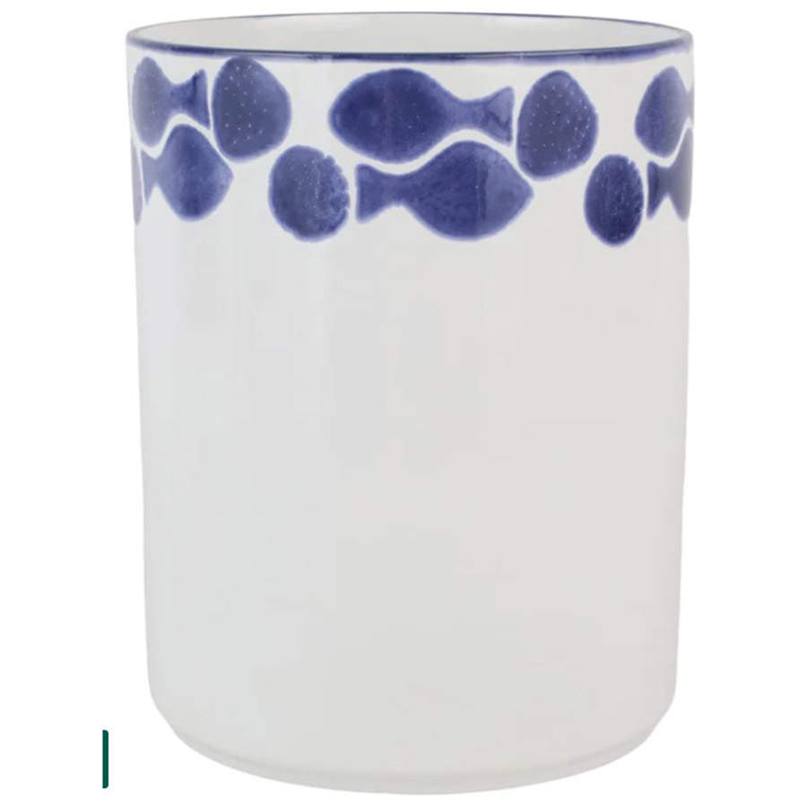 Santorini Fish China Waste Basket by Vietri (Italy)-1