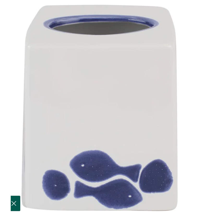 Santorini Fish Rectangular Tissue Box Cover by Vietri (Italy)-1