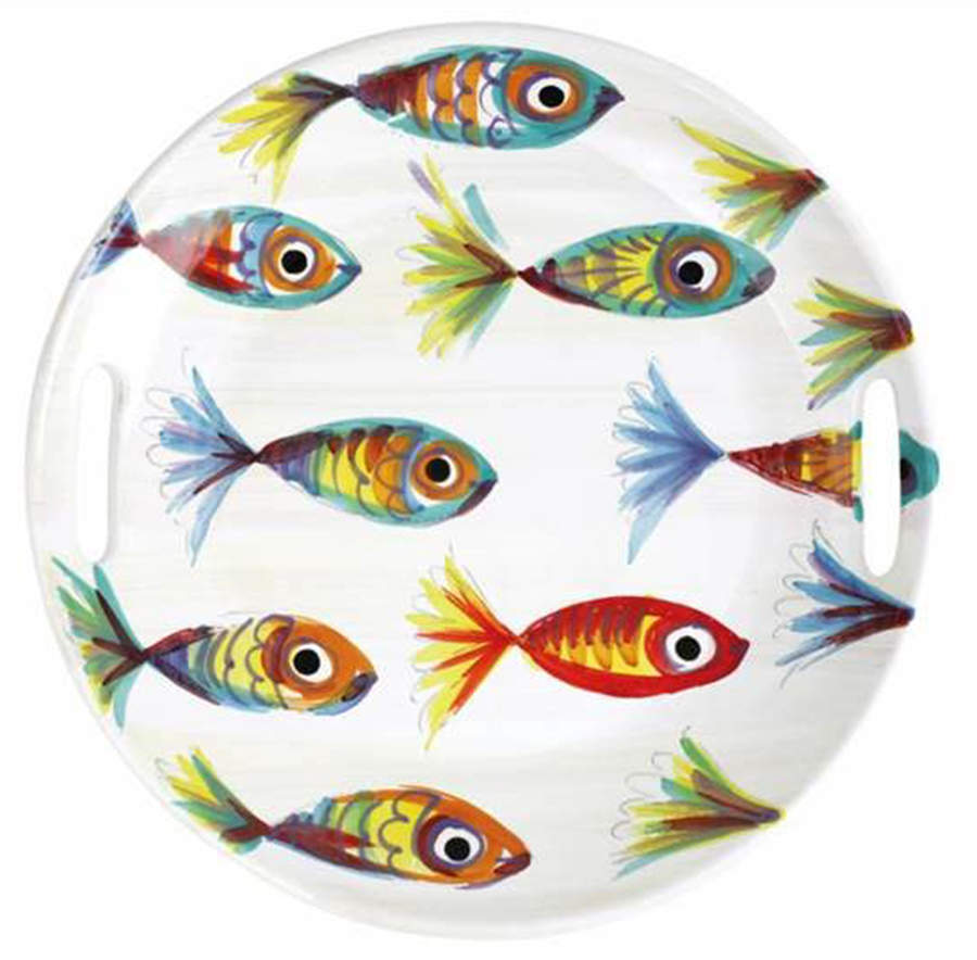 Pesci Colorati (Colorful Fish) 14" Round Tray by Vietri (Italy)-1
