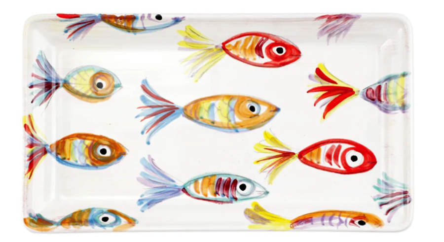 Pesci Colorati (Colorful Fish) 14" Rectangular Serving Platter by Vietri (Italy)-1
