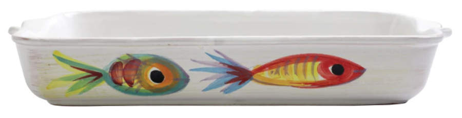Pesci Colorati (Colorful Fish) 14" Rectangular Baker by Vietri (Italy)-1