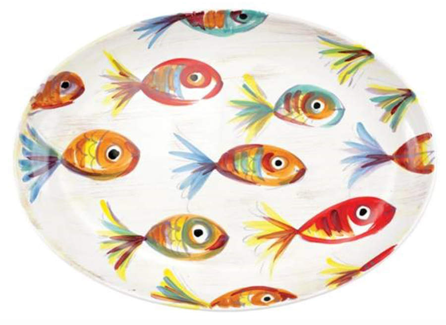 Pesci Colorati (Colorful Fish) 17" Oval Serving Platter by Vietri (Italy)-1
