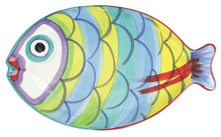 Pesci Colorati (Colorful Fish) 18" Fish Platter by Vietri (Italy)-1