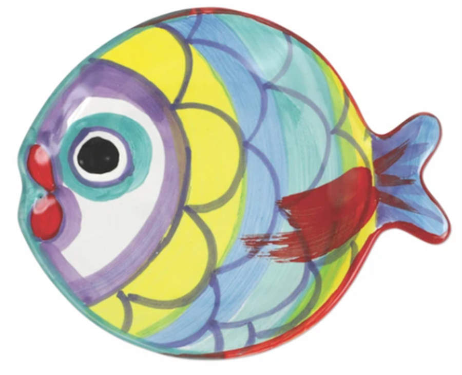 Pesci Colorati (Colorful Fish) Figural Canape Plate by Vietri (Italy)-1