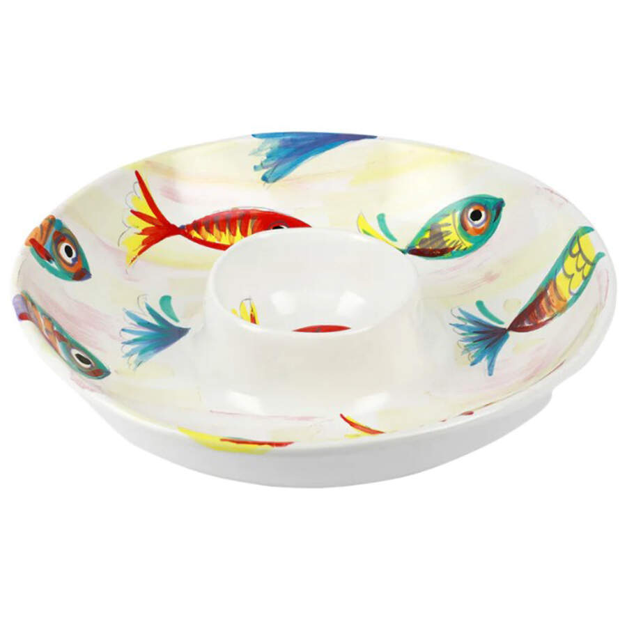 Pesci Colorati (Colorful Fish) 1 Piece Chip & Dip by Vietri (Italy)-1