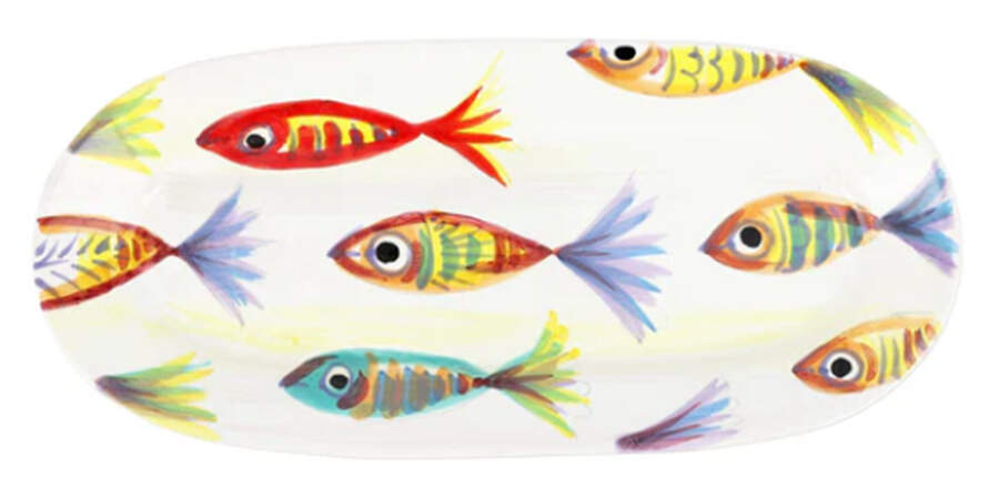 Pesci Colorati (Colorful Fish) 16" Oval Serving Platter by Vietri (Italy)-1