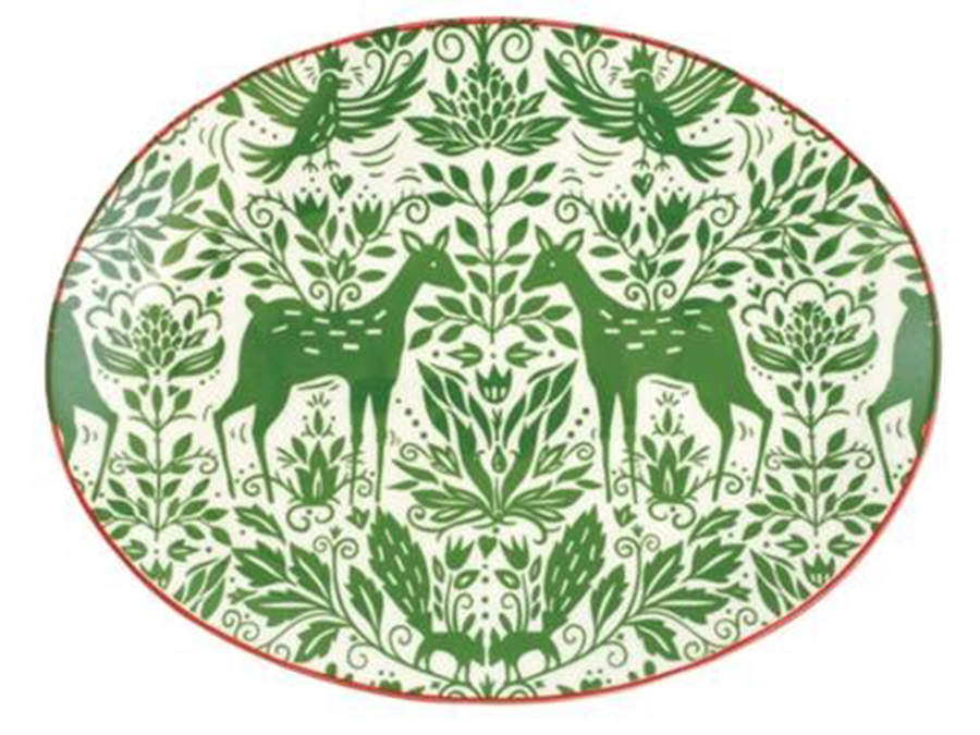 Mistletoe 14" Oval Serving Platter by Vietri (Italy)-1