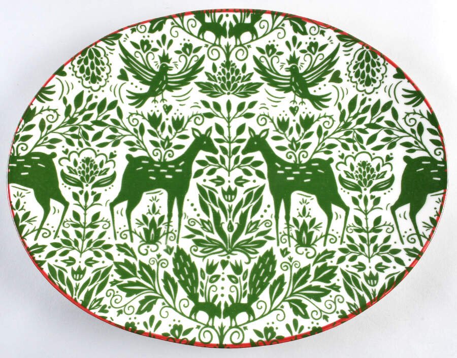 Mistletoe 15" Oval Serving Platter by Vietri (Italy)-1