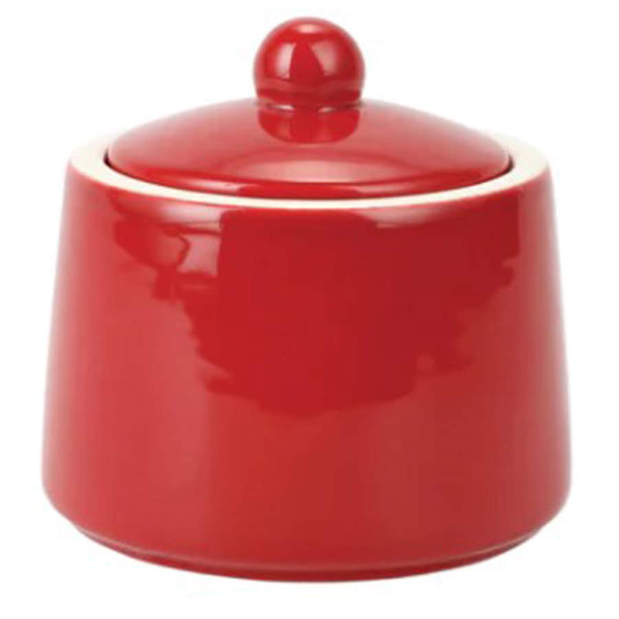 Chroma Red Sugar Bowl & Lid by Vietri (Italy)-1