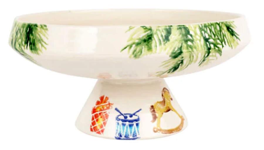 Nutcrackers 13" Large Pedestal Fruit Bowl by Vietri (Italy)-1