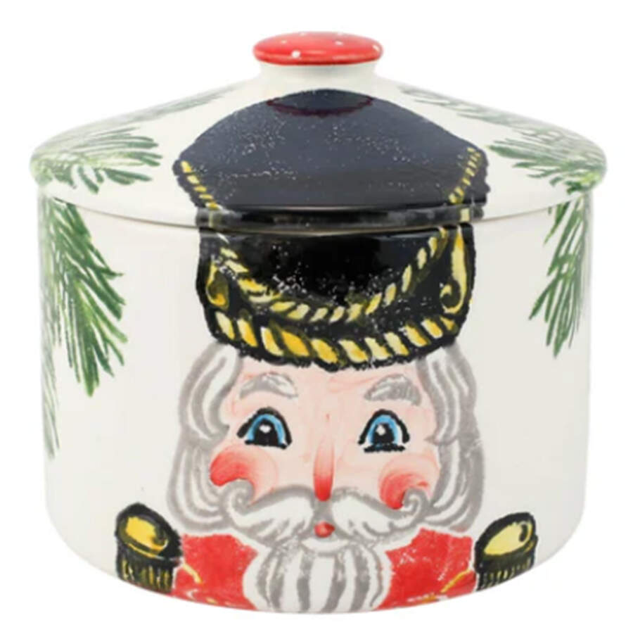 Nutcrackers Biscotti Jar & Lid by Vietri (Italy)-1