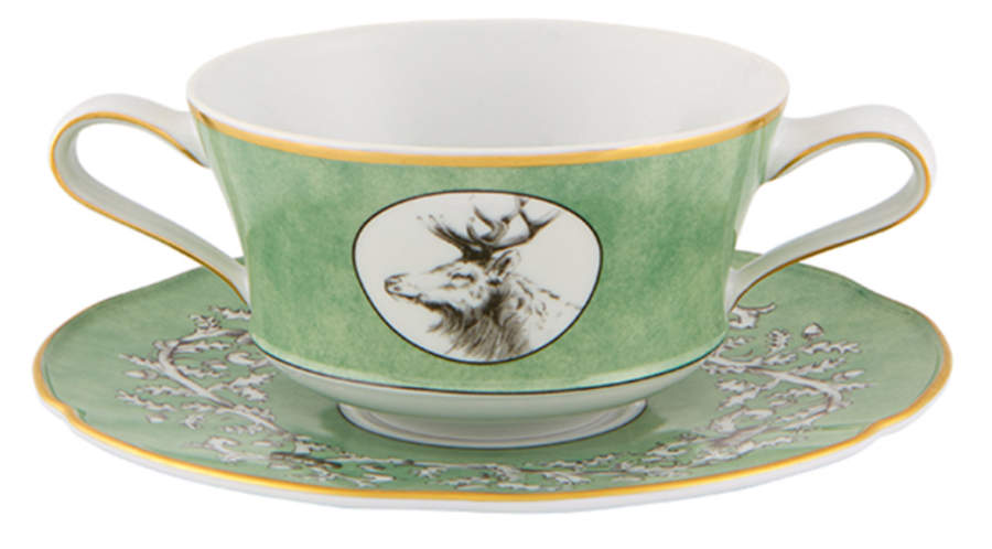 Casa de Alba Footed Cream Soup Bowl & Saucer Set by Vista Alegre-1