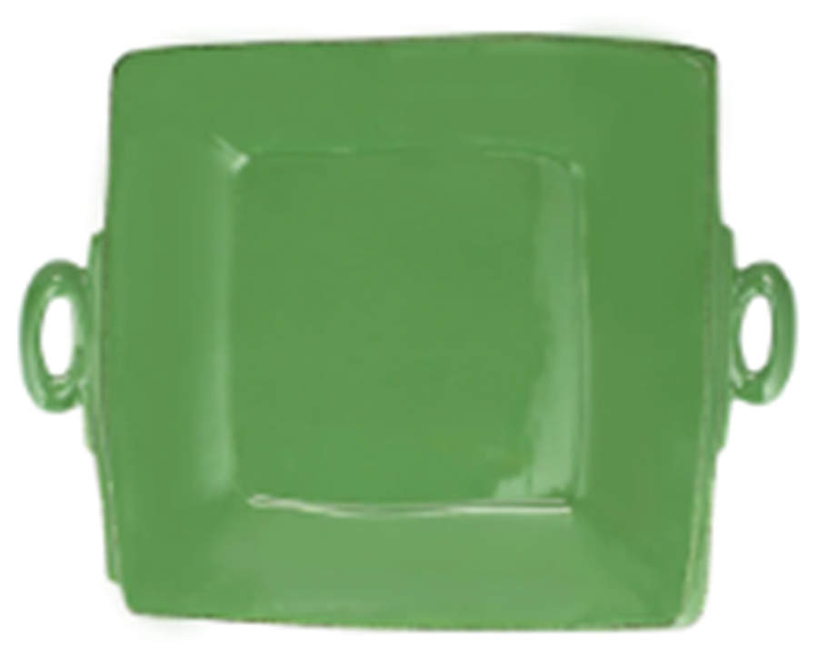 Lastra Green 13" Square Handled Platter by Vietri (Italy)-1