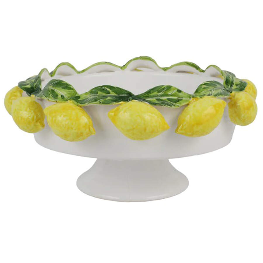 Limoni Large Figural Footed Fruit Bowl by Vietri (Italy)-1