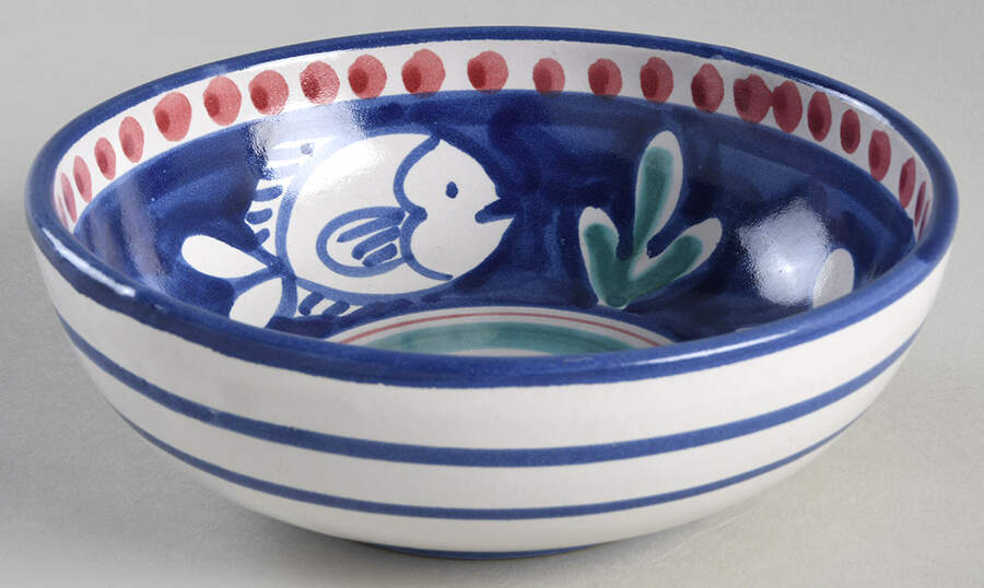 Campagna Fish Blue Soup/Cereal Bowl by Vietri (Italy)-1