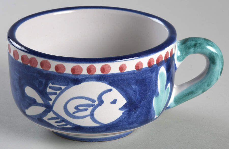 Campagna Fish Blue Flat Cup by Vietri (Italy)-1