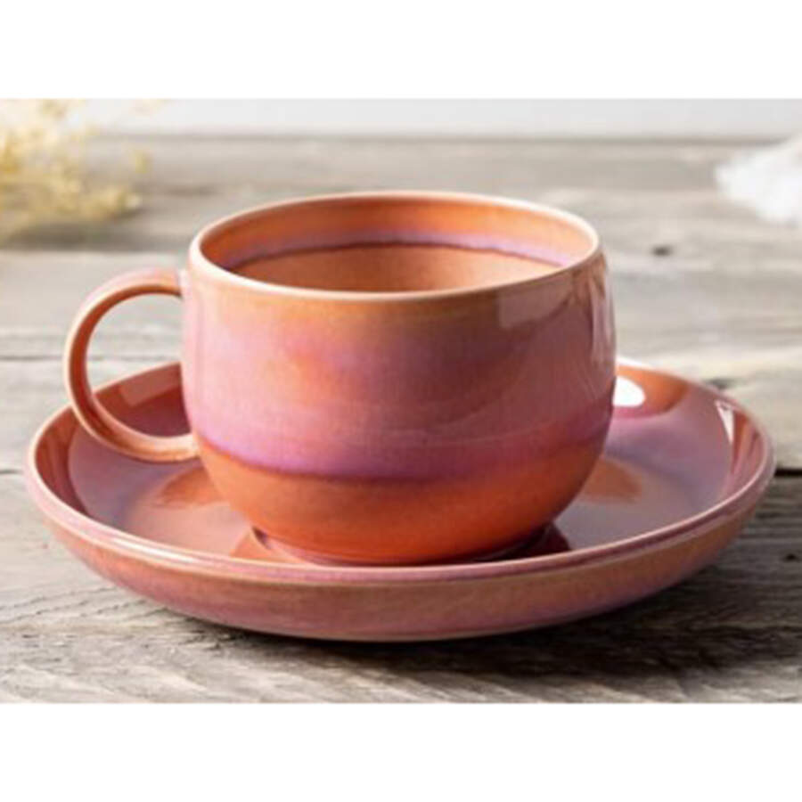 Perlemor Coral Flat Cup & Saucer Set by Villeroy & Boch-1