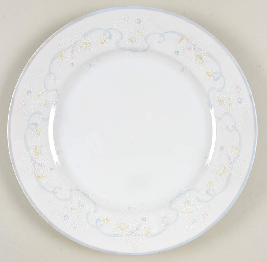 Bridal Bouquet Blue Trim Dinner Plate by Viletta-1