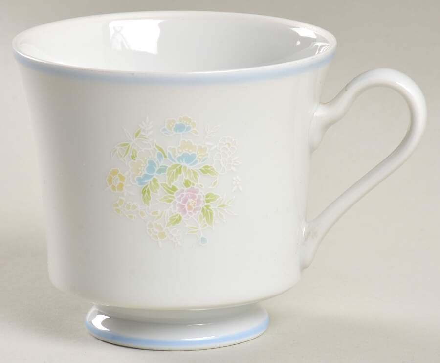 Bridal Bouquet Blue Trim Footed Cup by Viletta-1