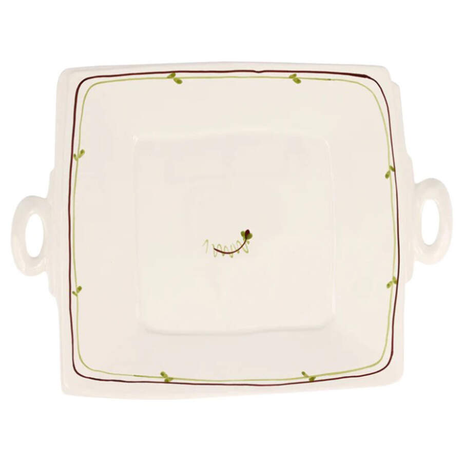 Lastra Fiori de Bosco 13" Square Handled Platter by Vietri (Italy)-1