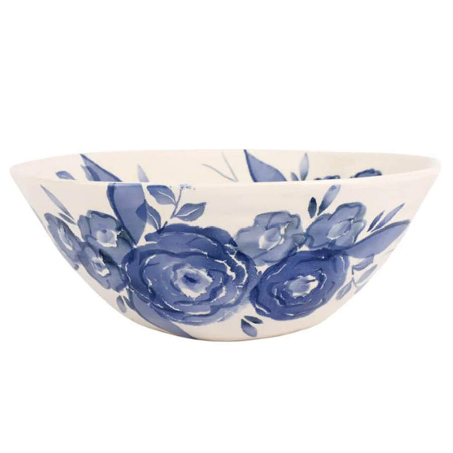 Blue Camellia 12" Round Serving Bowl by Vietri (Italy)-1