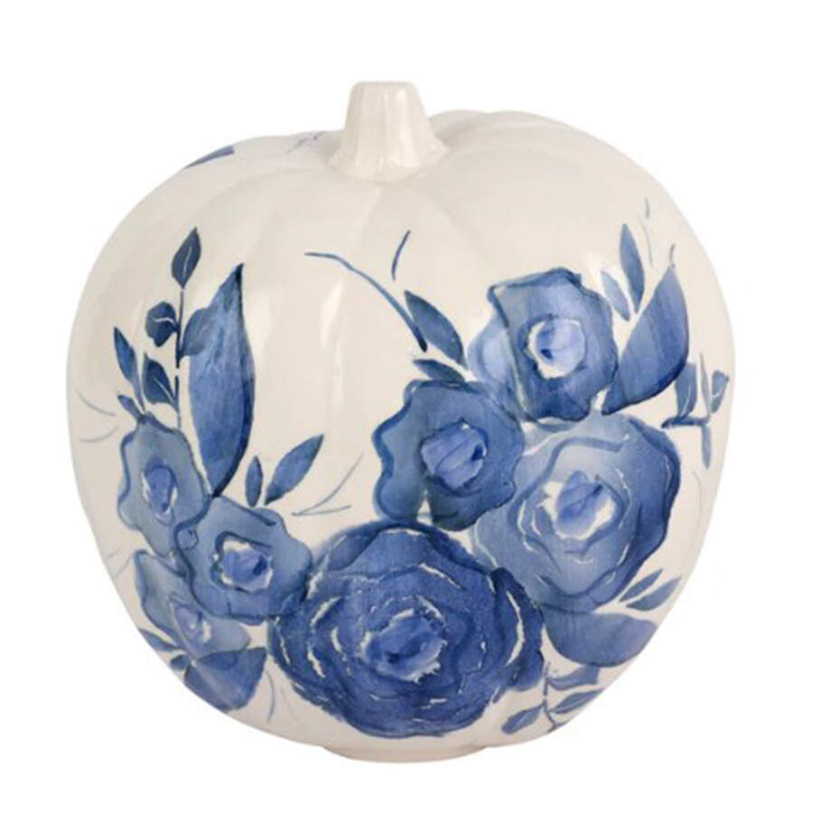 Blue Camellia Pumpkin Figurine by Vietri (Italy)-1