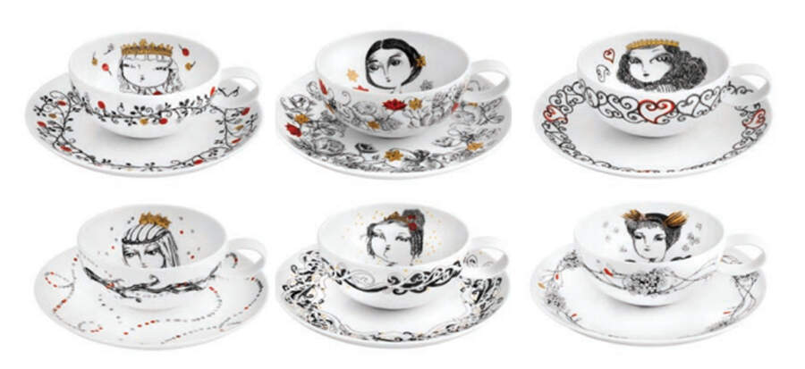 Rainhas de Portugal Flat Cup & Saucer Set by Vista Alegre-1