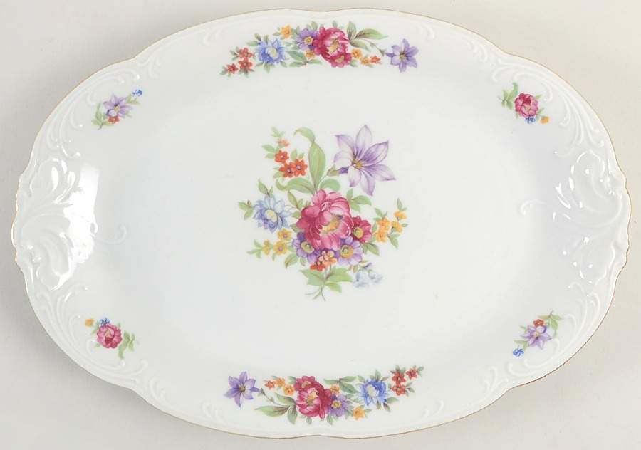 Meissen Flower 13" Oval Serving Platter by Wawel-1