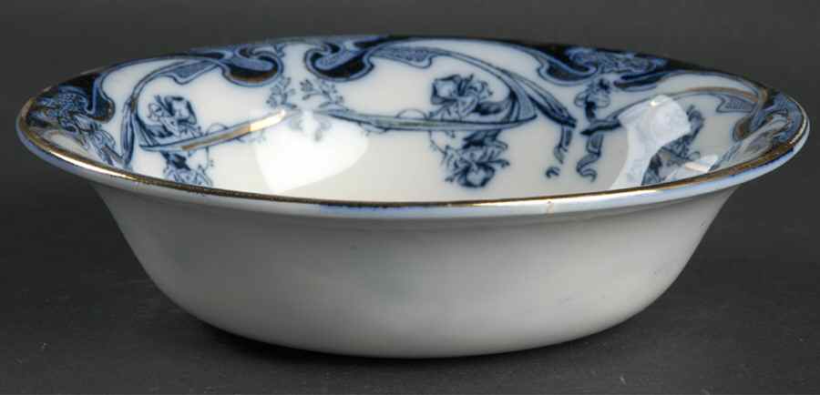 Iris Blue (Flow Blue) Coupe Cereal Bowl by Arthur J Wilkinson-1