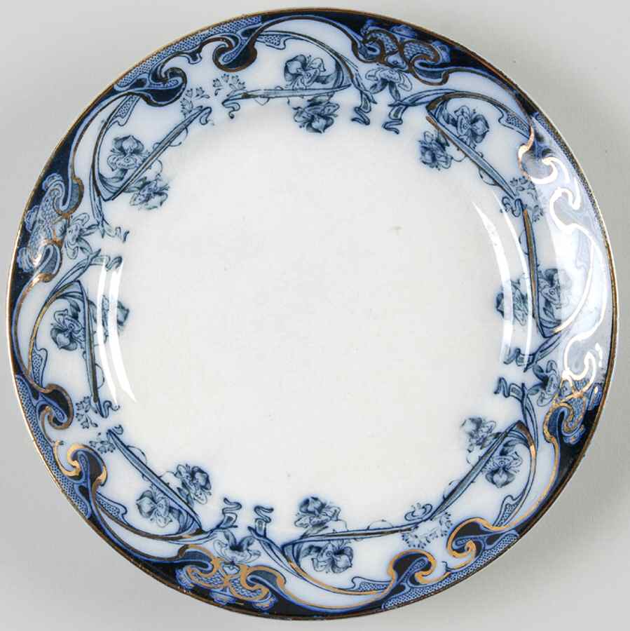 Iris Blue (Flow Blue) Dessert/Pie Plate by Arthur J Wilkinson-1
