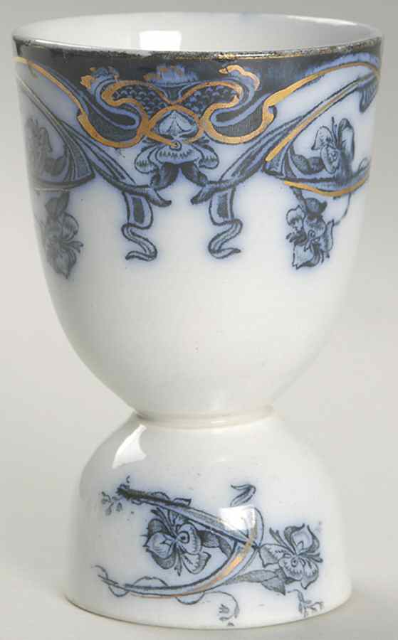 Iris Blue (Flow Blue) Double Egg Cup by Arthur J Wilkinson-1