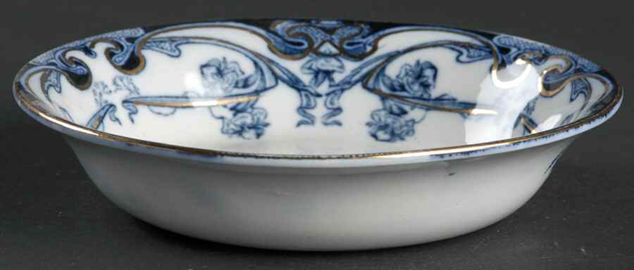 Iris Blue (Flow Blue) Fruit/Dessert (Sauce) Bowl by Arthur J Wilkinson-1