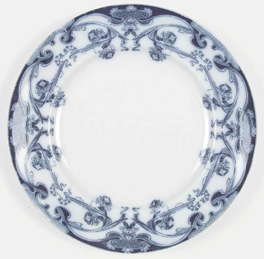 Iris Blue (Flow Blue) Dinner Plate by Arthur J Wilkinson-1