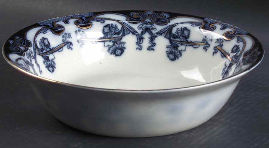 Iris Blue (Flow Blue) 9" Round Vegetable Bowl by Arthur J Wilkinson-1