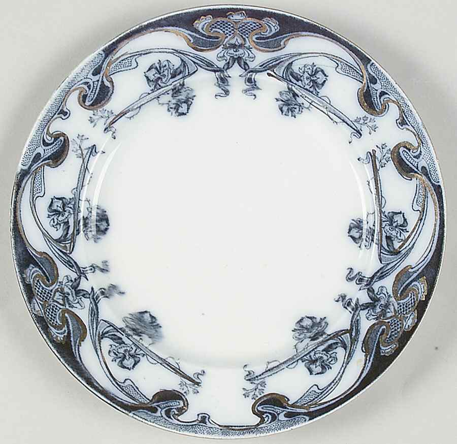 Iris Blue (Flow Blue) Bread & Butter Plate by Arthur J Wilkinson-1