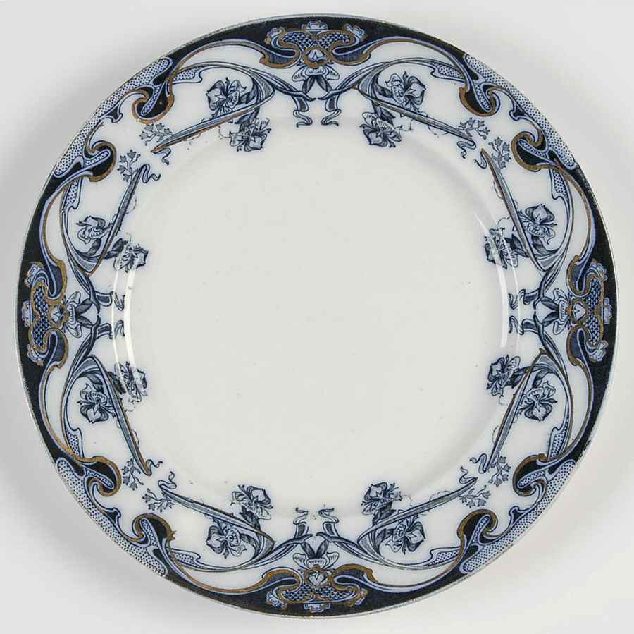 Iris Blue (Flow Blue) Salad Plate by Arthur J Wilkinson-1