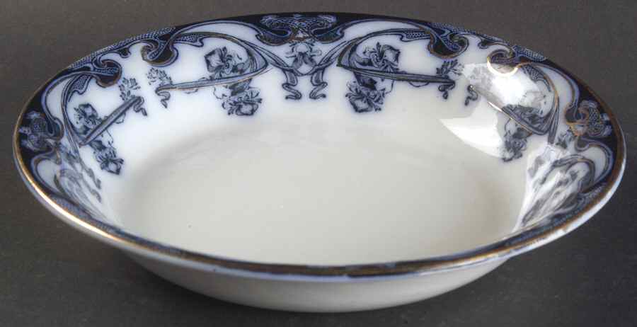 Iris Blue (Flow Blue) Coupe Soup Bowl by Arthur J Wilkinson-1