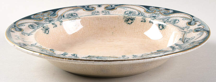 Iris Blue Green (Gold Accents) Round Butter No Lid by Arthur J Wilkinson-1