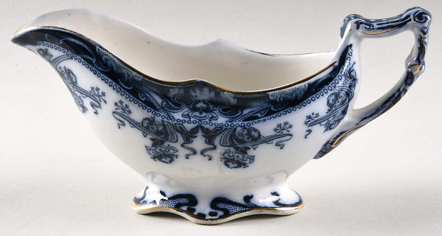Iris Blue Green (Gold Accents) Gravy Boat by Arthur J Wilkinson-1