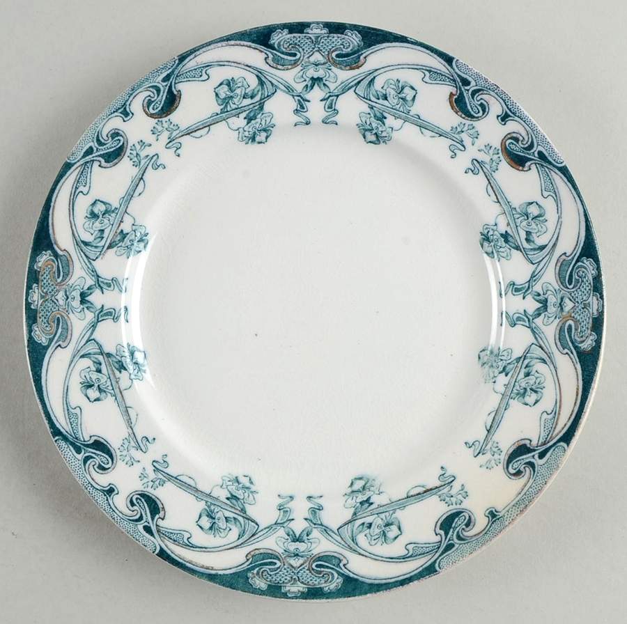 Iris Blue Green (Gold Accents) Dessert/Pie Plate by Arthur J Wilkinson-1