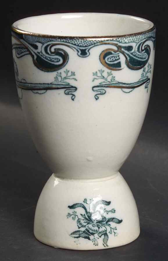 Iris Blue Green (Gold Accents) Double Egg Cup by Arthur J Wilkinson-1