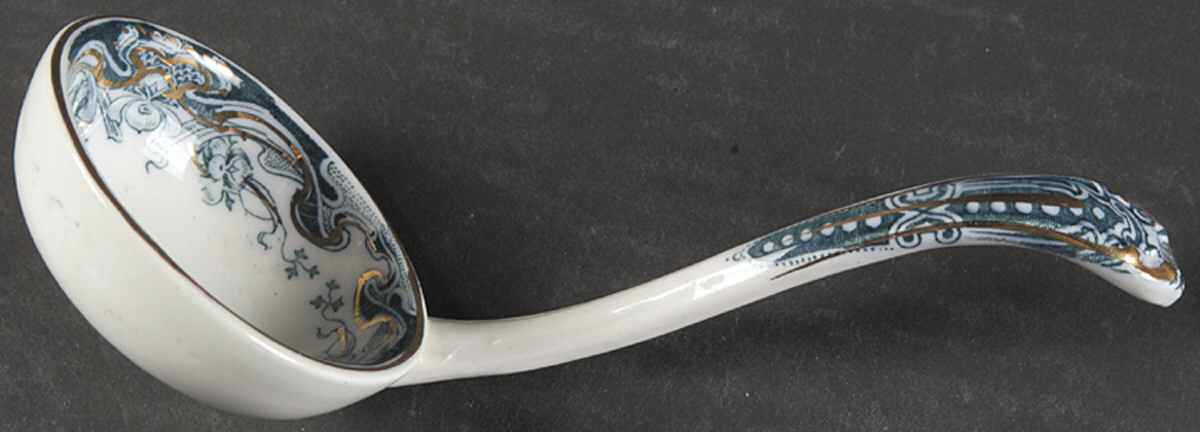 Iris Blue Green (Gold Accents) Gravy Ladle Solid Piece by Arthur J Wilkinson-1