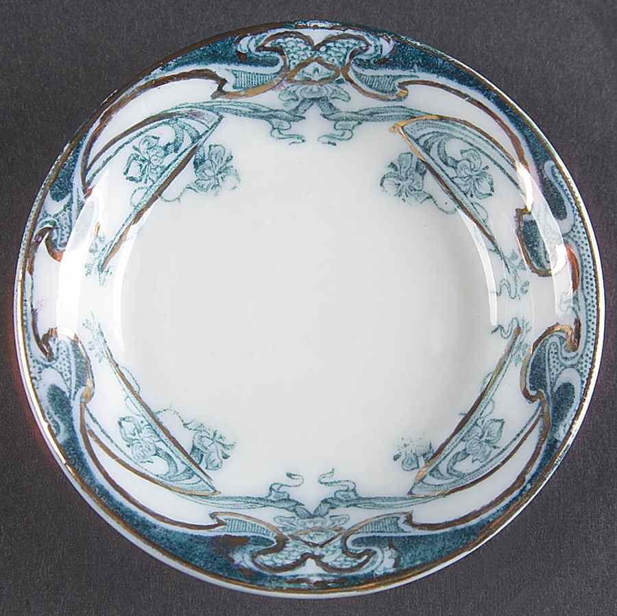 Iris Blue Green (Gold Accents) Butter Pat by Arthur J Wilkinson-1