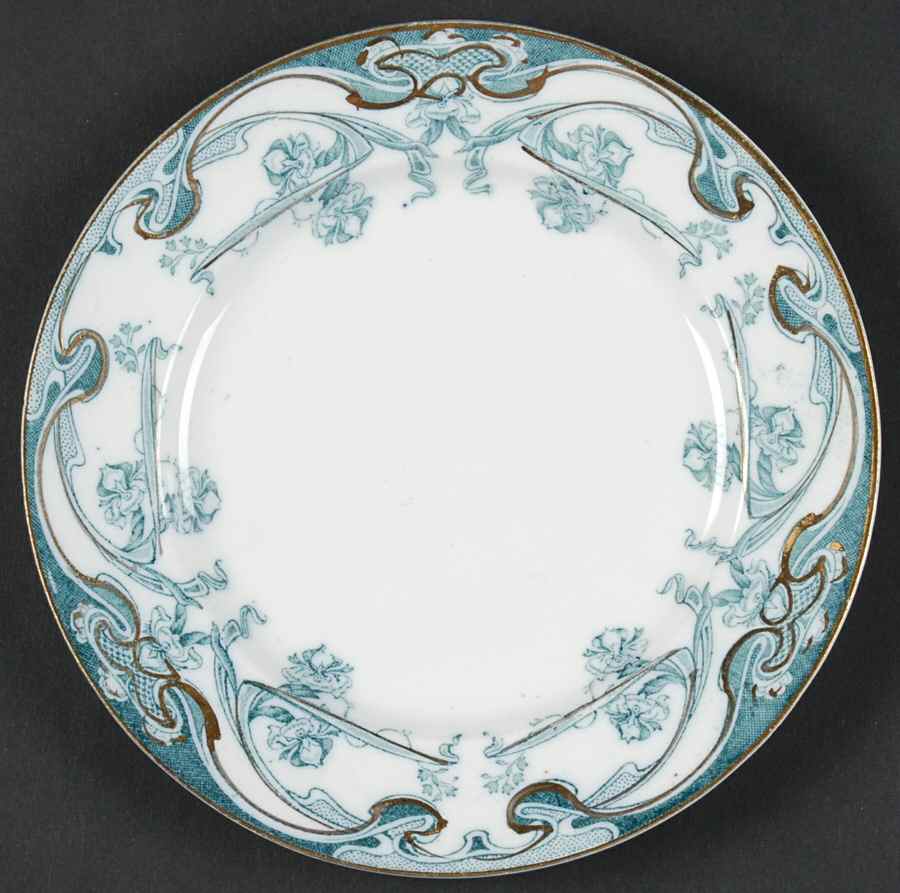 Iris Blue Green (Gold Accents) Bread & Butter Plate by Arthur J Wilkinson-1