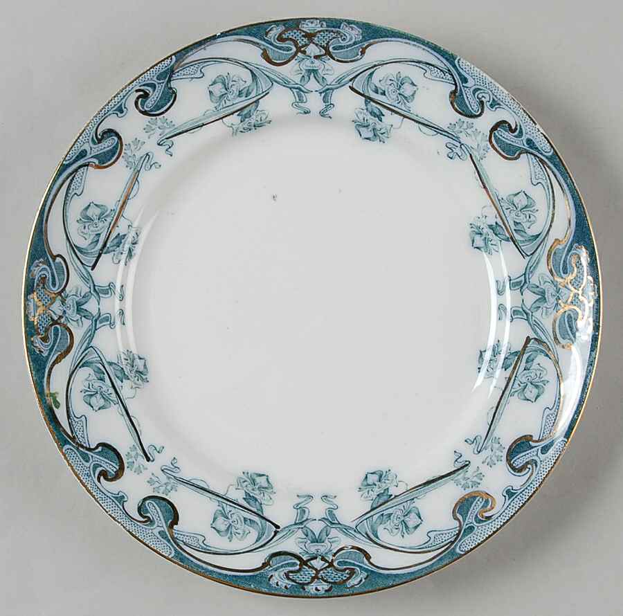 Iris Blue Green (Gold Accents) Salad Plate by Arthur J Wilkinson-1