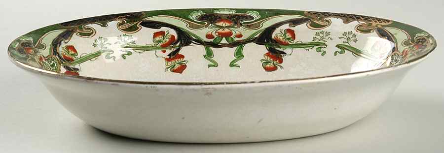 Iris Green Multicolor 10" Oval Vegetable Bowl by Arthur J Wilkinson-1