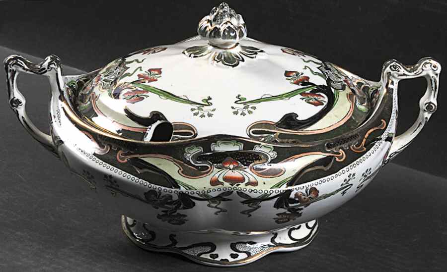 Iris Green Multicolor Tureen &  Lid by Arthur J Wilkinson-1