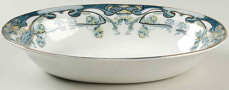 Iris Bluegreen Multicolor 10" Oval Vegetable Bowl by Arthur J Wilkinson-1