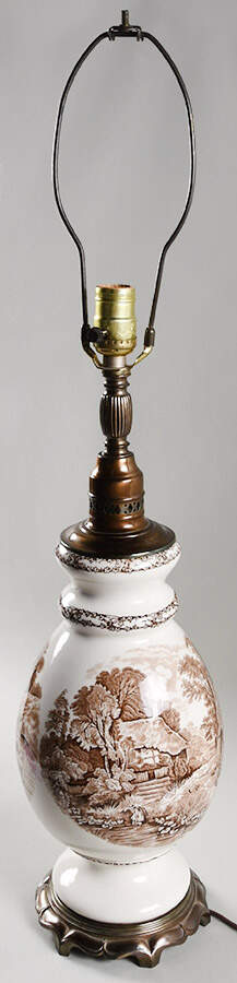 Rural Scenes Brown (Round) 31" Electric Lamp No Shade by Arthur J Wilkinson-1