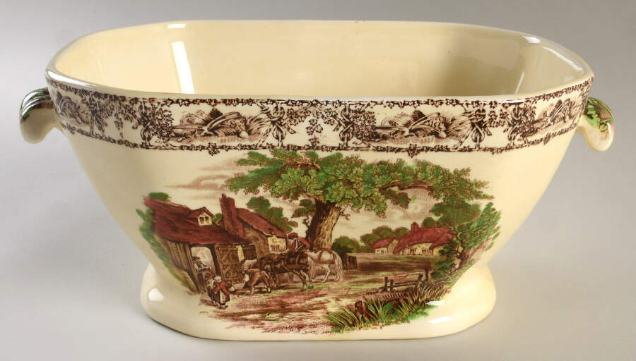 Rural Scenes Brown Multicolor Tureen No Lid by Arthur J Wilkinson-1
